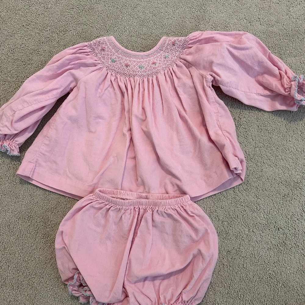 Pink Smocked Long-Sleeve Set